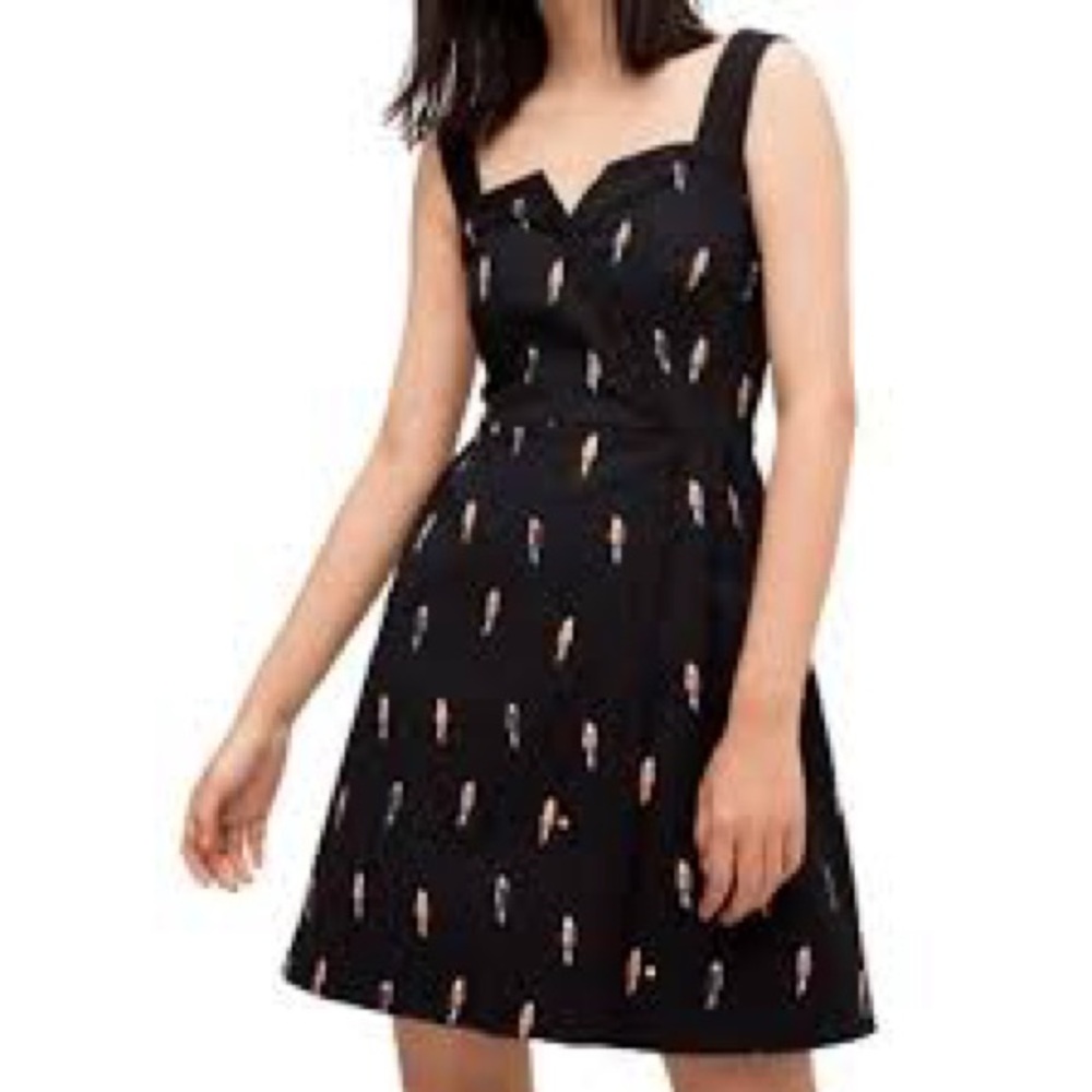 Kate Spade Black Mini Dress with Colorful Parrots